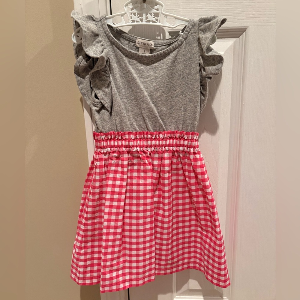 2T - Crewcuts Gray and Pink Casual Sundress